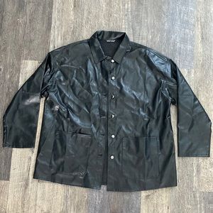 SHEIN black leather button up jacket
